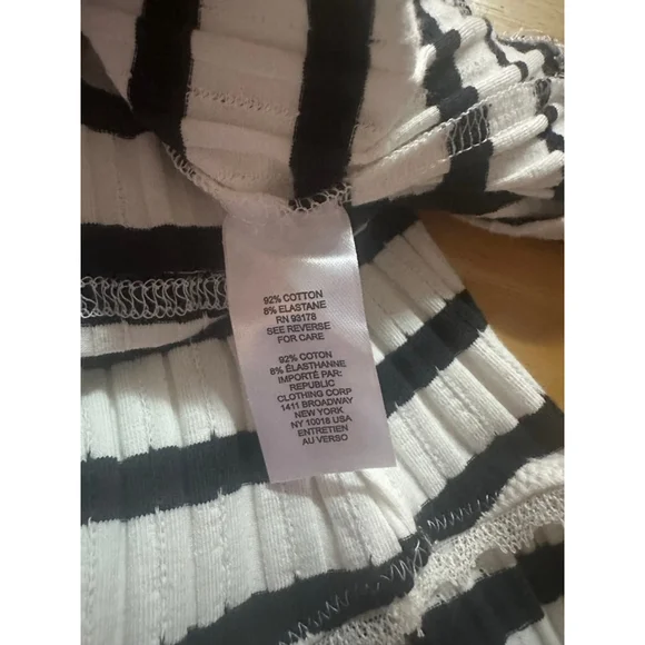 Truth by Republic M Striped Ribbed Tank Top women's White Black stretch - Picture 8 of 11